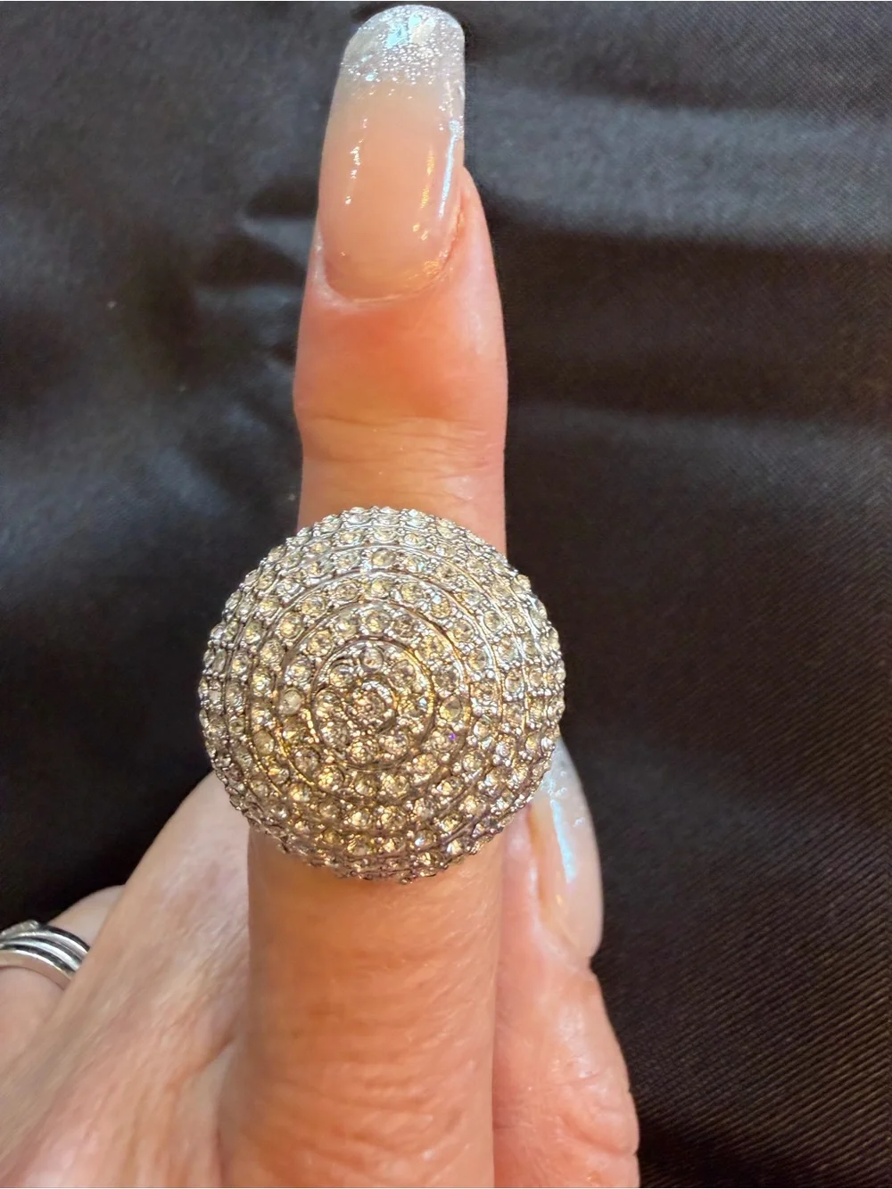 Park Lane Exquisite Ring 10328 Crystal Dome Statement Ring Silver Tone